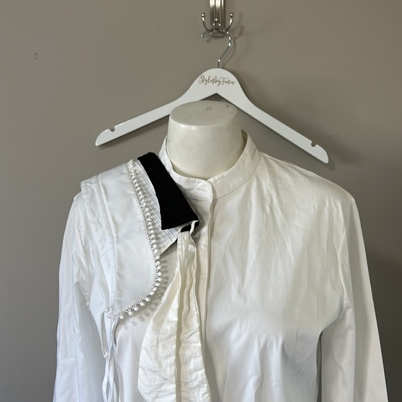 Anne Fontaine Shirt Detachable 3 Collar Button Up Blouse Top White 40 US 6-8 NEW - Picture 5 of 13